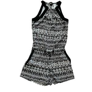 Cache Tribal Print Shorts Romper Black Gray Size XS
